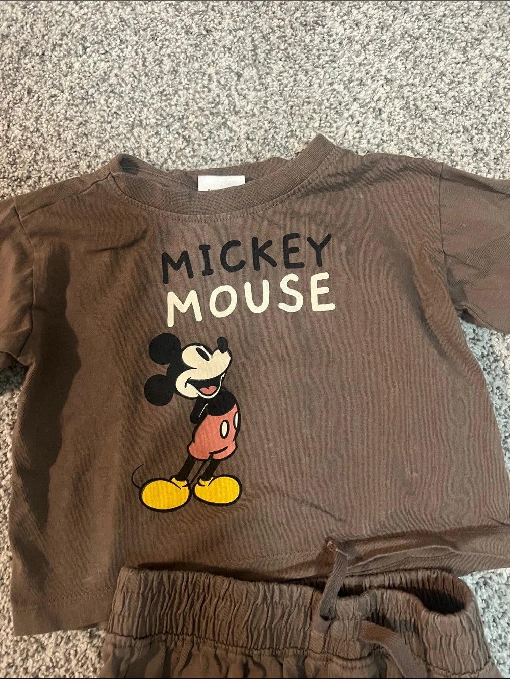 Disney Brown Mickey Mouse Kids Matching Set with Yellow Accents